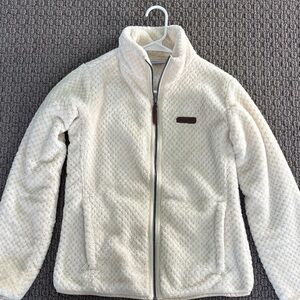 Columbia Cream Fleece Jacket with Brown Accent